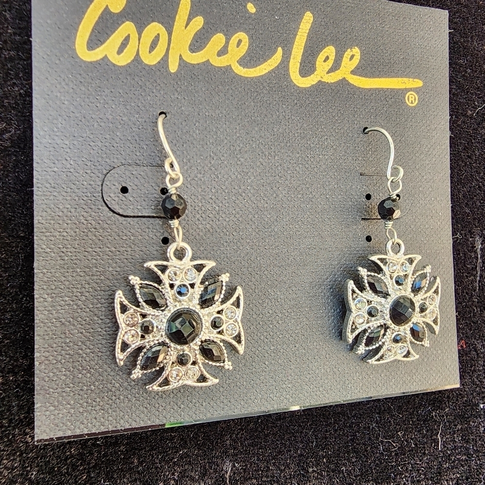 Cookie Lee Black and Silver Earrings #23166 NWT - Picture 3 of 8